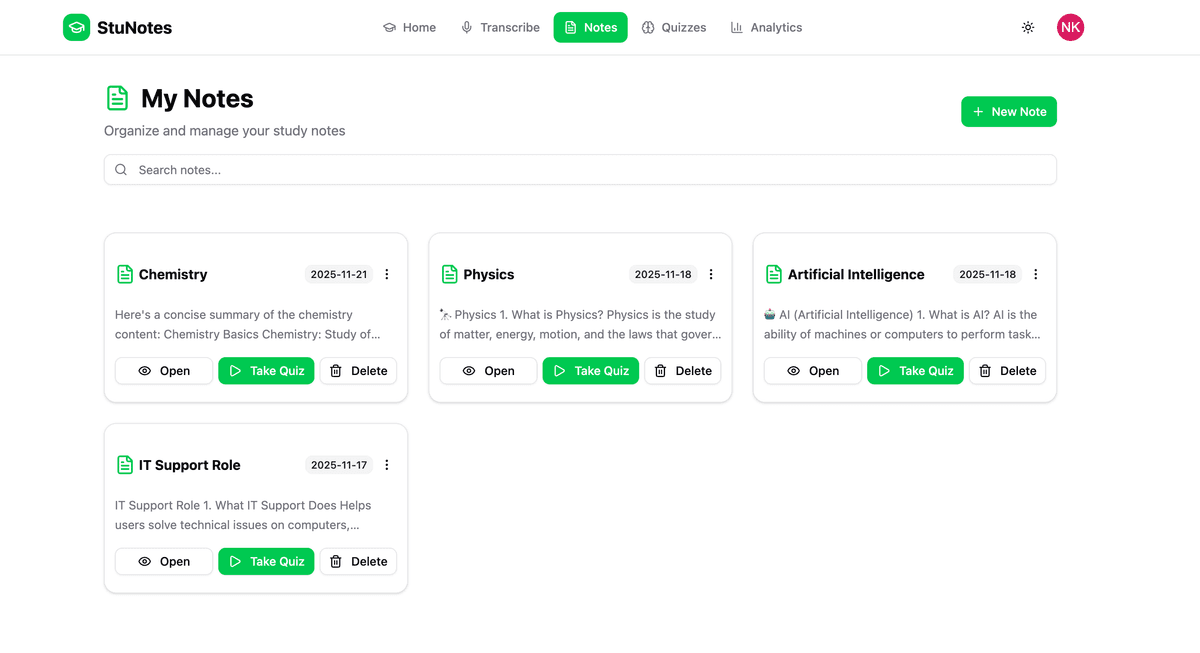 StuNotes – AI-Powered Study Assistant